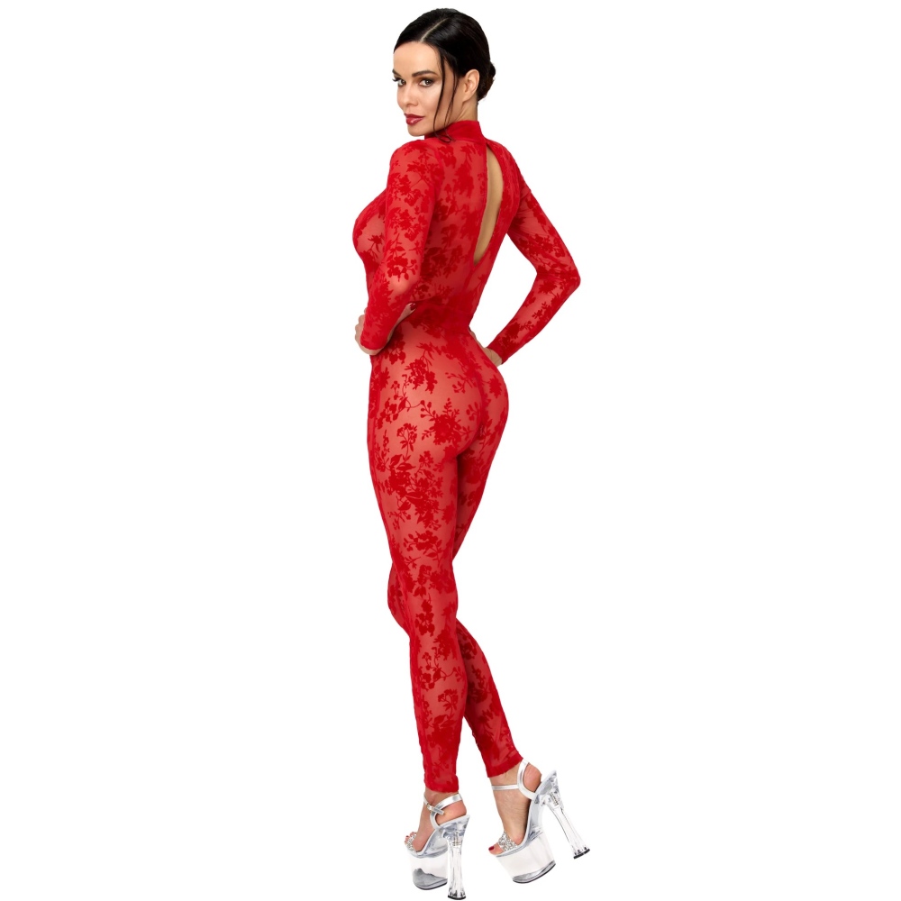 Noir Handmade - Lovebite Plunging V Catsuit - Rot